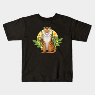 Tiger and Flowers Kids T-Shirt